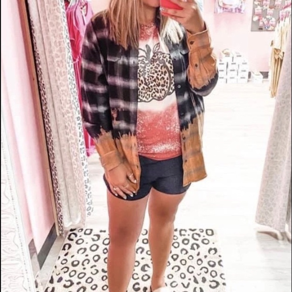Oversized bleach dipped flannel